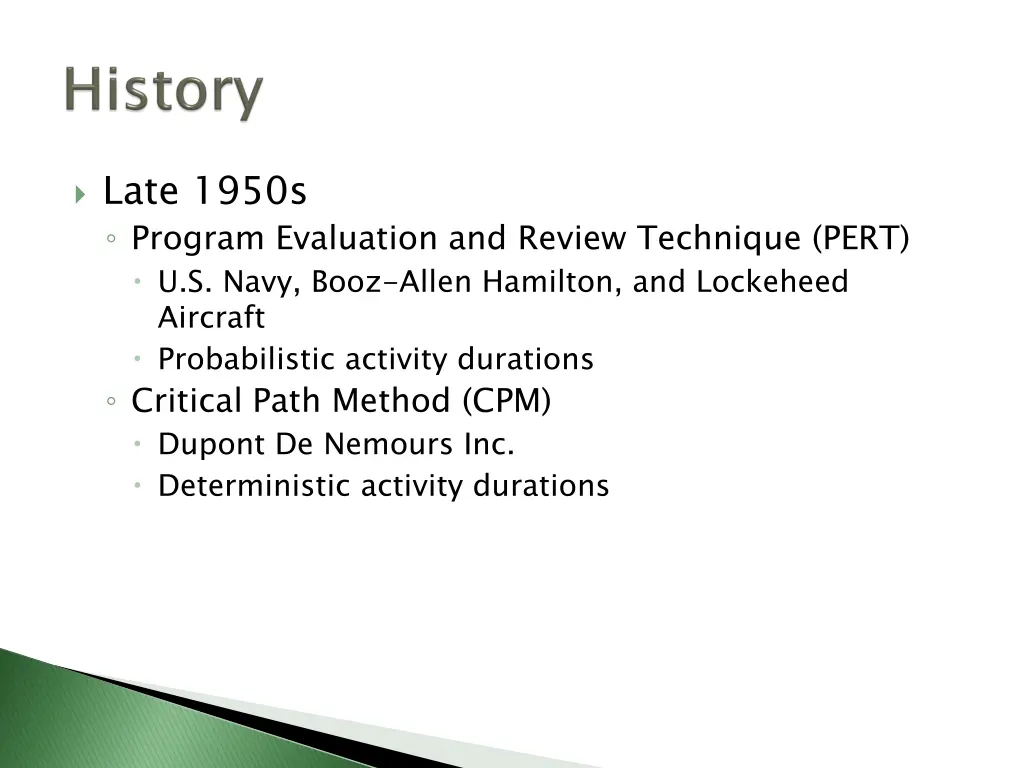 late 1950s program evaluation and review