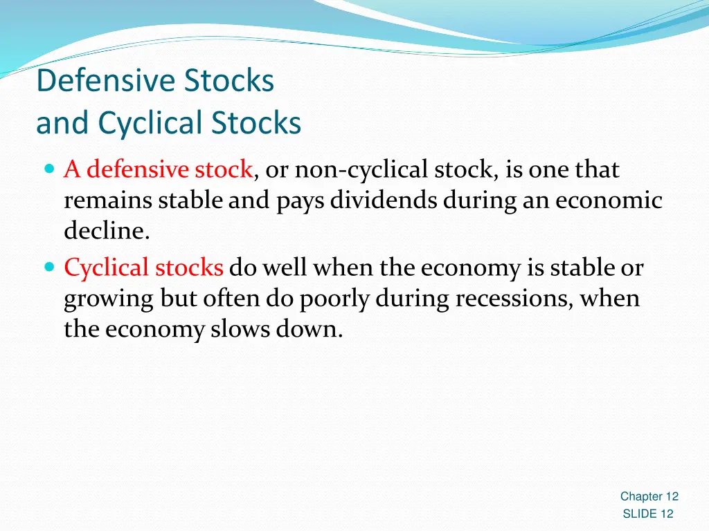 defensive stocks and cyclical stocks