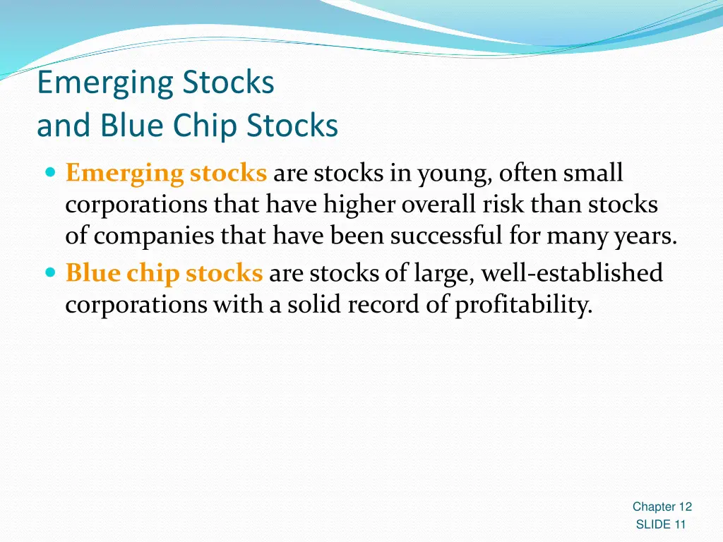 emerging stocks and blue chip stocks