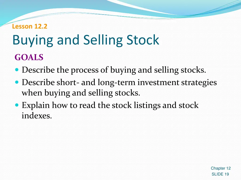 lesson 12 2 buying and selling stock