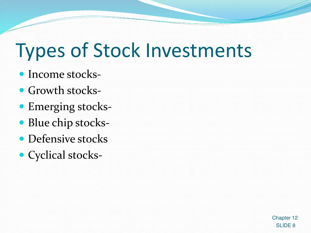 types of stock investments