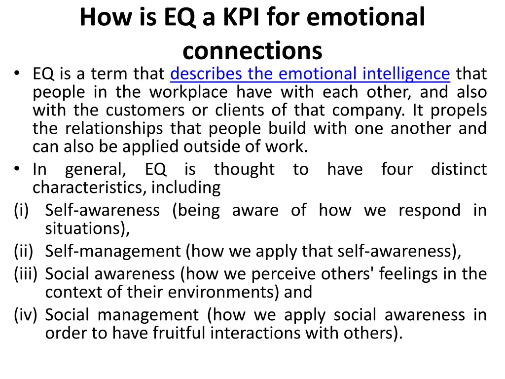 how is eq a kpi for emotional connections