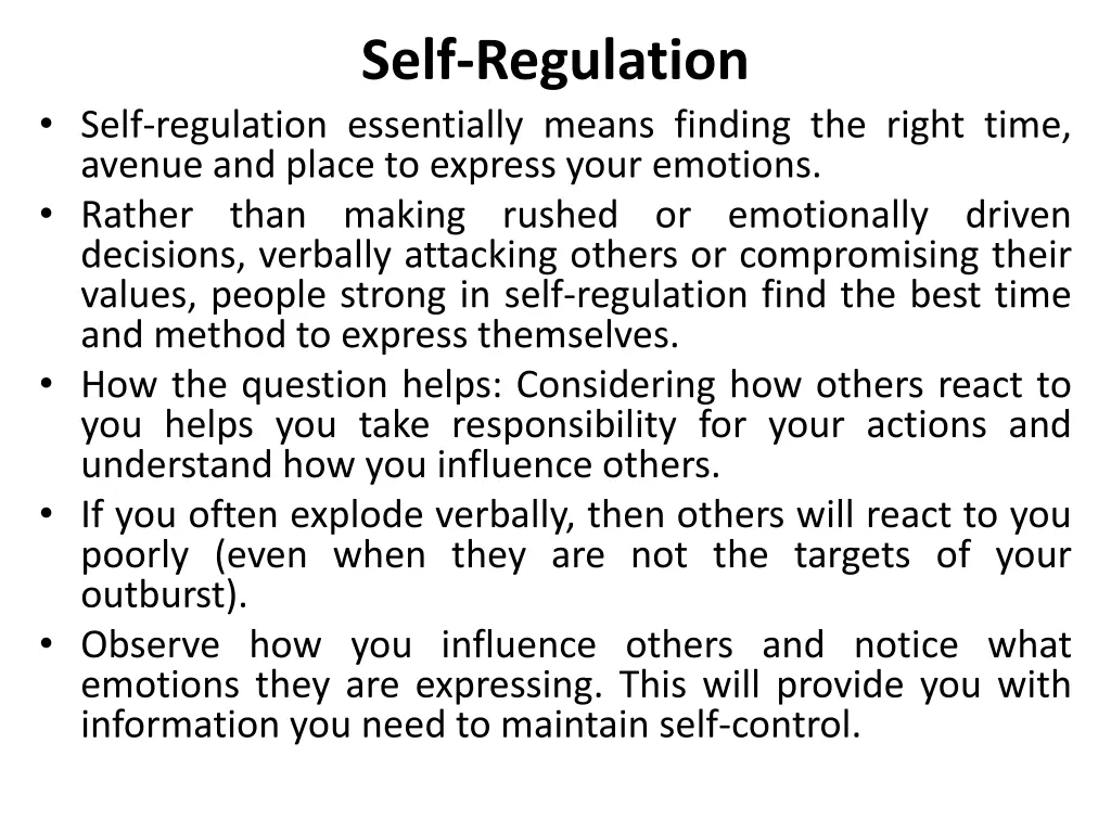 self regulation