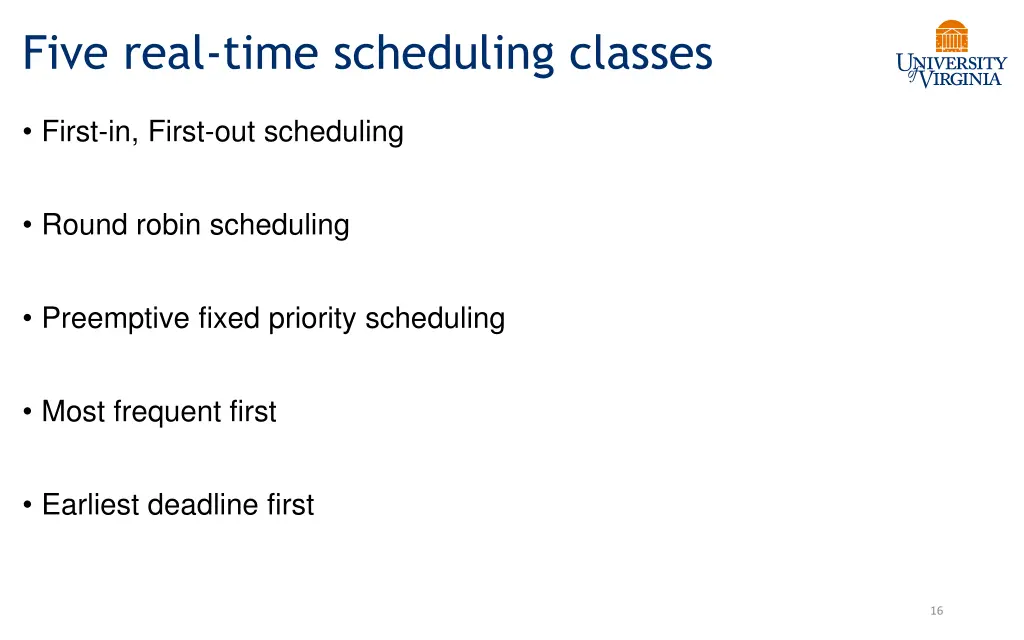 five real time scheduling classes