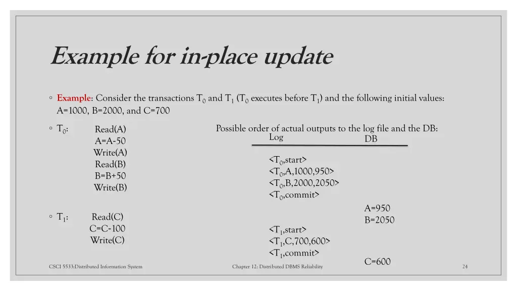 example for in place update