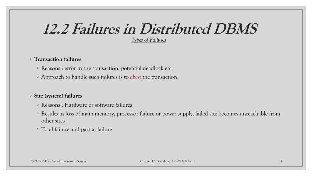 12 2 failures in distributed dbms types