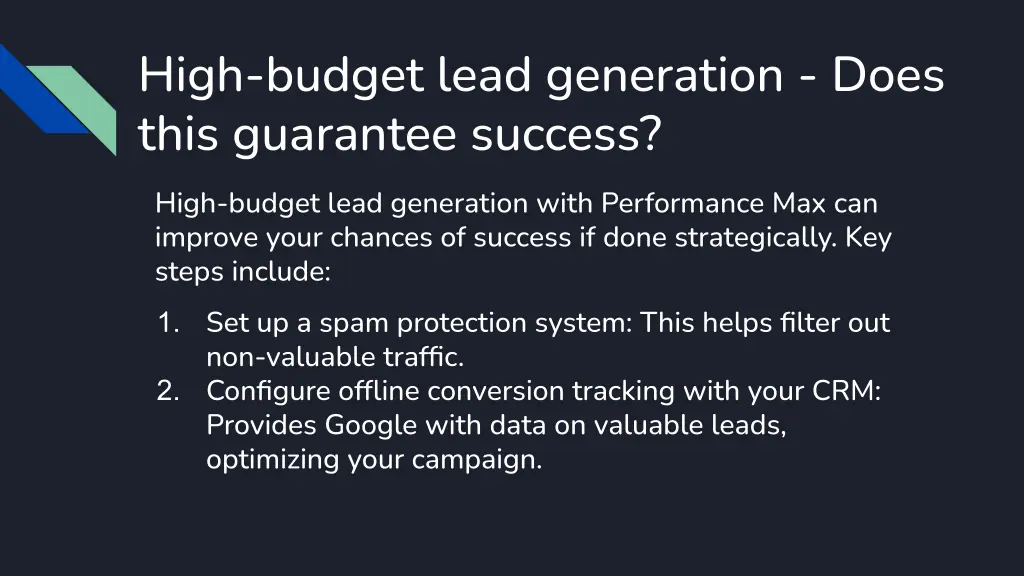 high budget lead generation does this guarantee