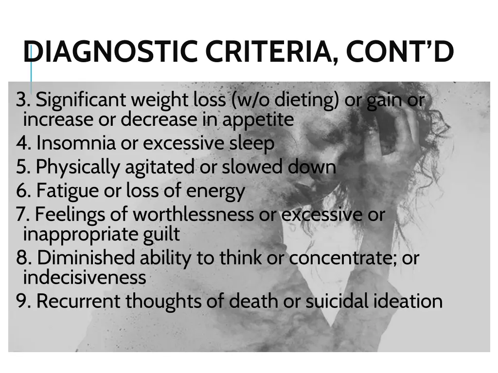 diagnostic criteria cont d