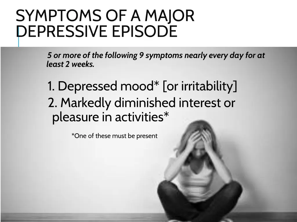 symptoms of a major depressive episode