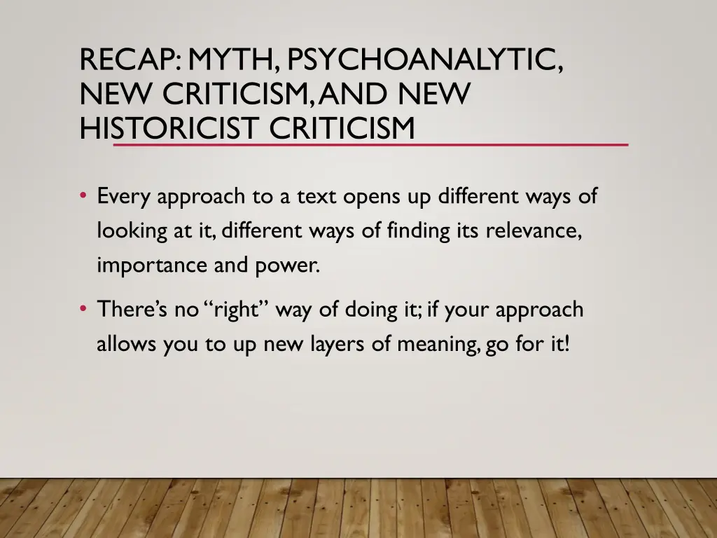 recap myth psychoanalytic new criticism