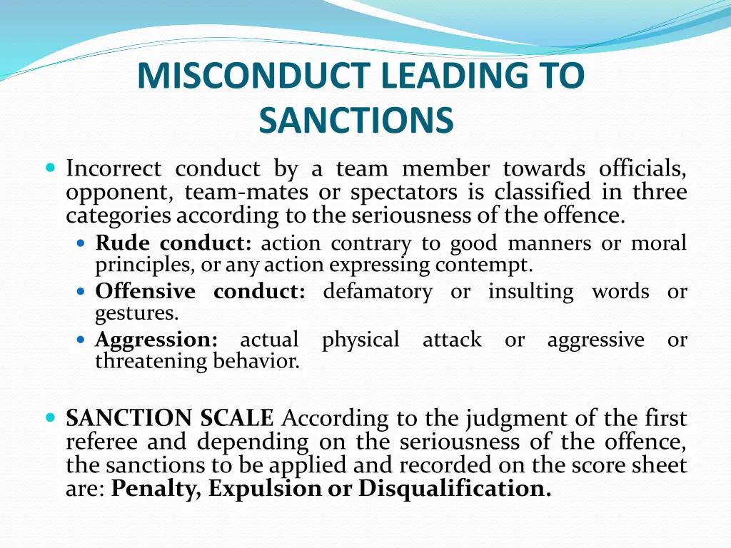 misconduct leading to sanctions