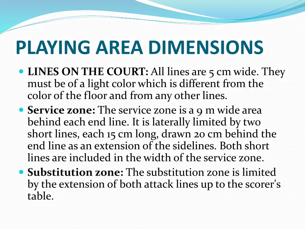 playing area dimensions 1