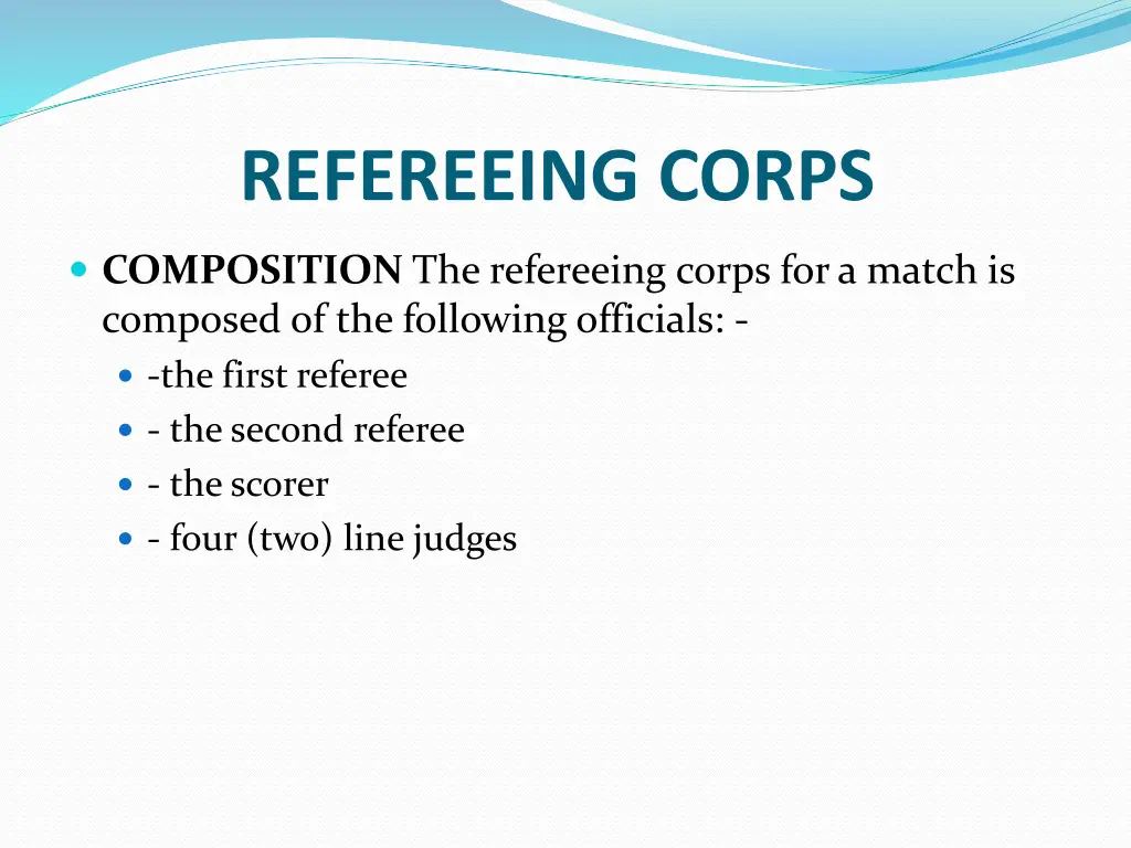 refereeing corps