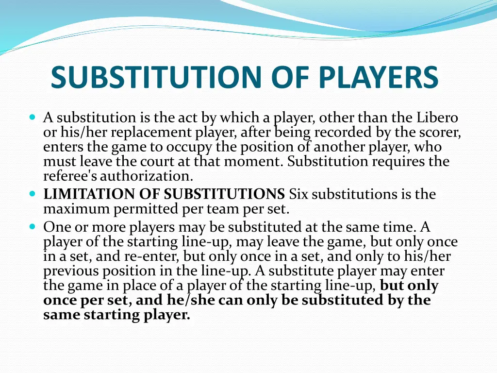 substitution of players