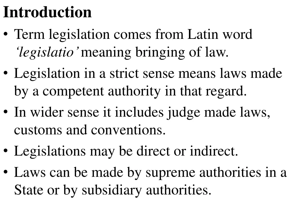 introduction term legislation comes from latin