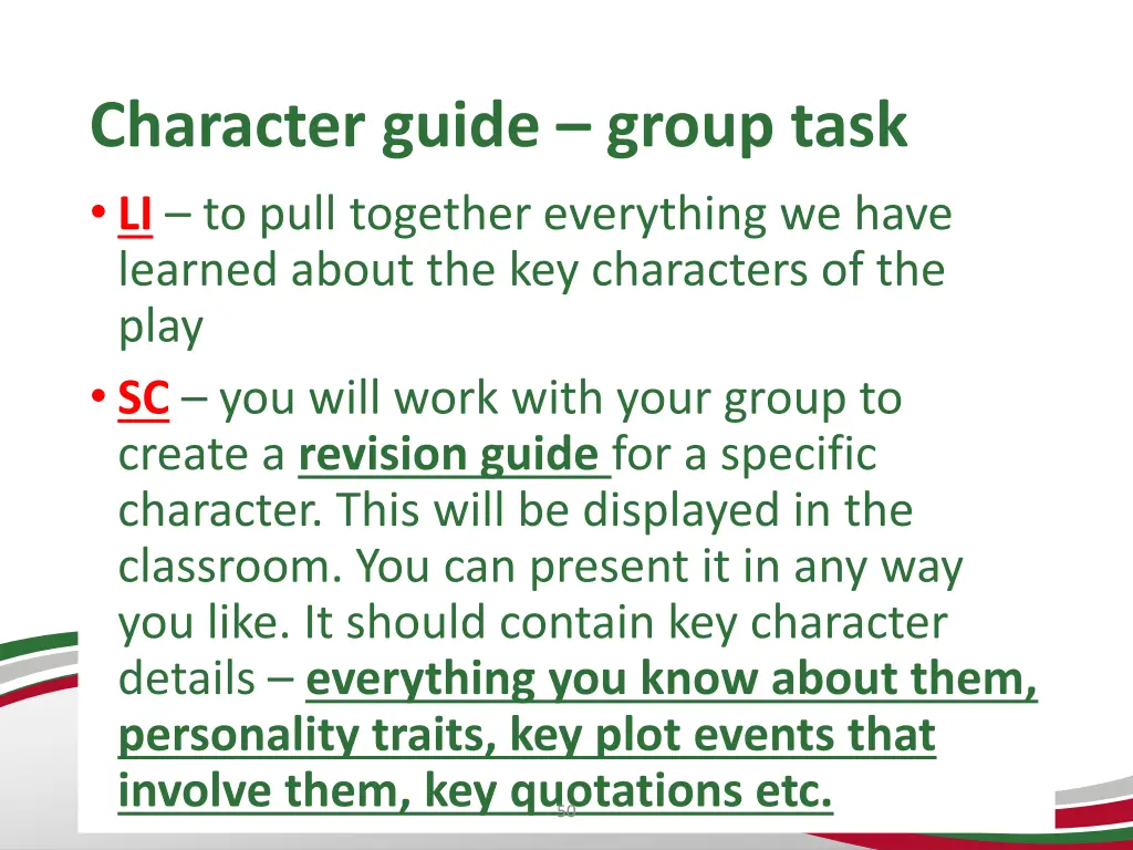 character guide group task li to pull together