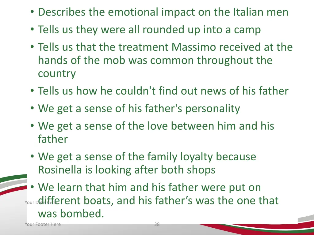 describes the emotional impact on the italian