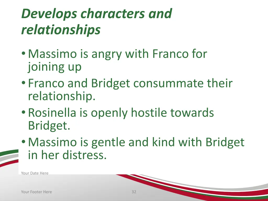 develops characters and relationships