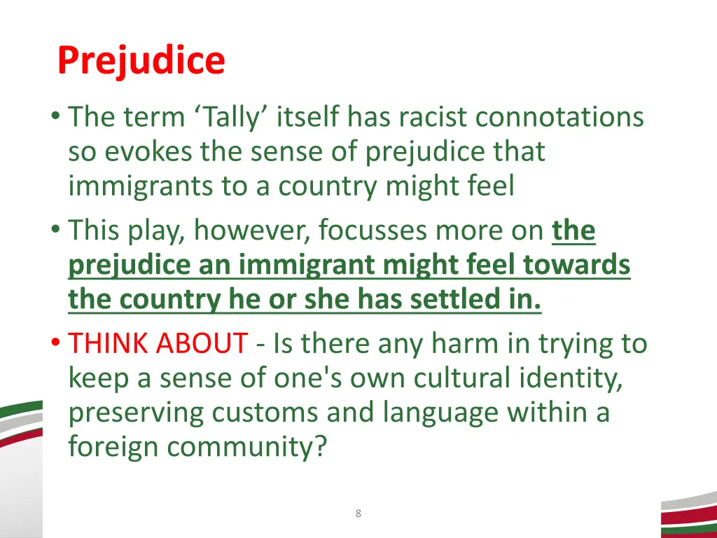 prejudice the term tally itself has racist