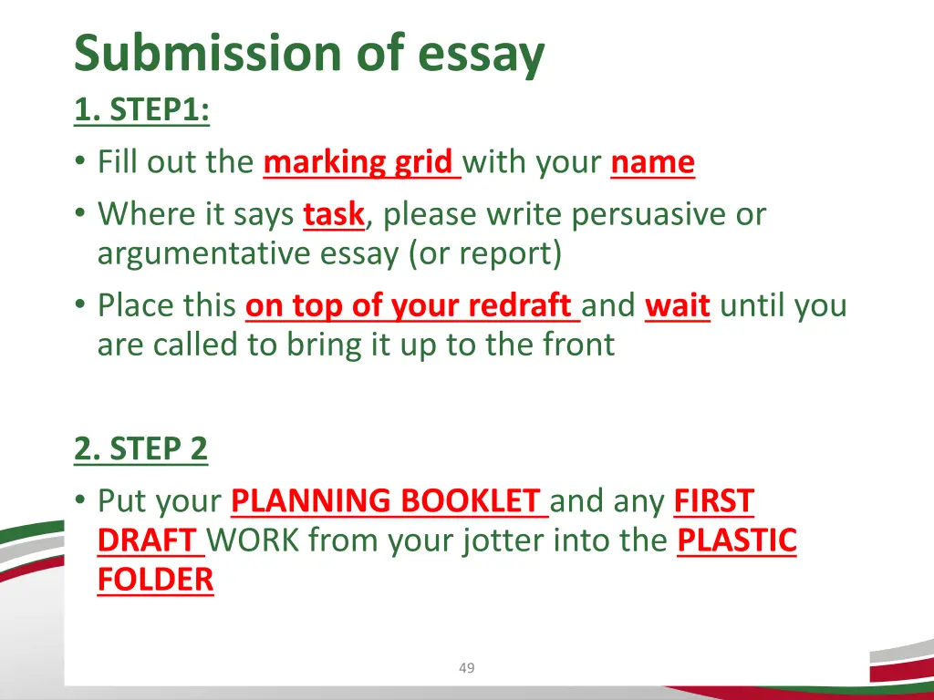 submission of essay 1 step1 fill out the marking