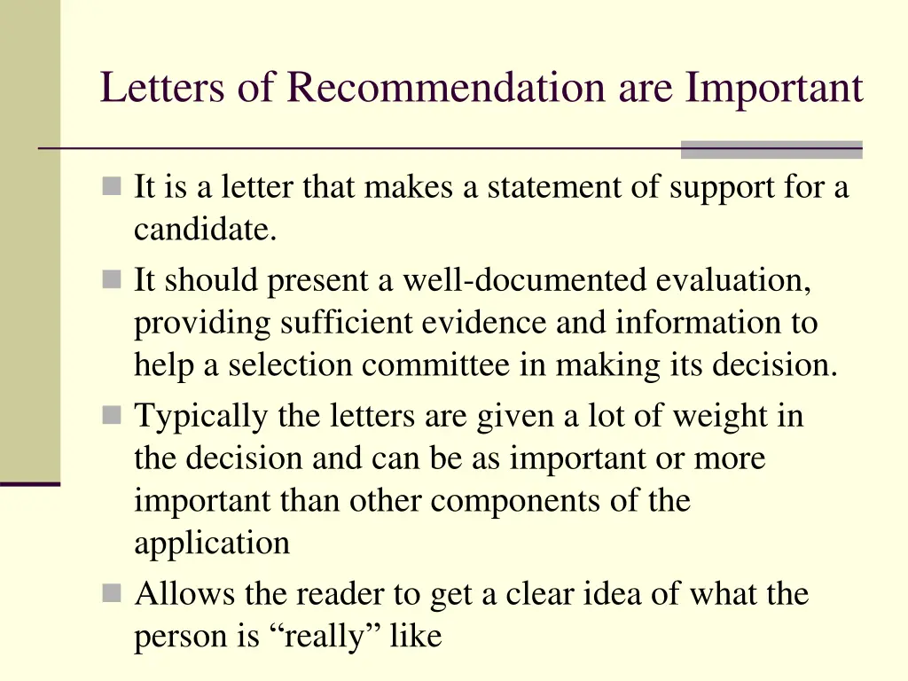 letters of recommendation are important