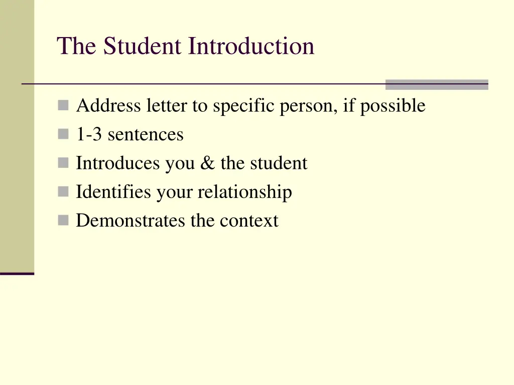 the student introduction