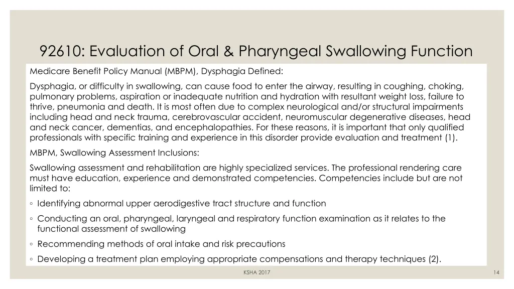 92610 evaluation of oral pharyngeal swallowing