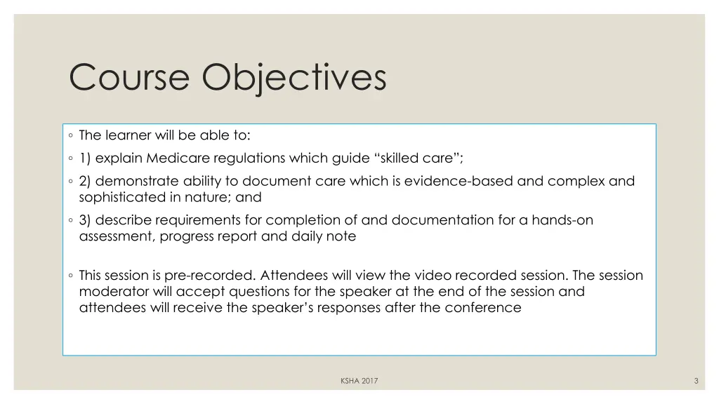 course objectives