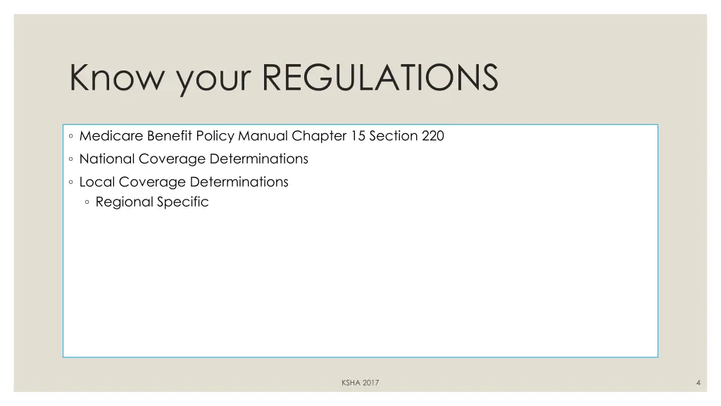 know your regulations