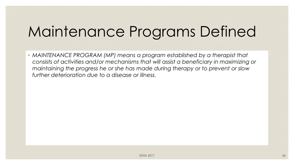 maintenance programs defined