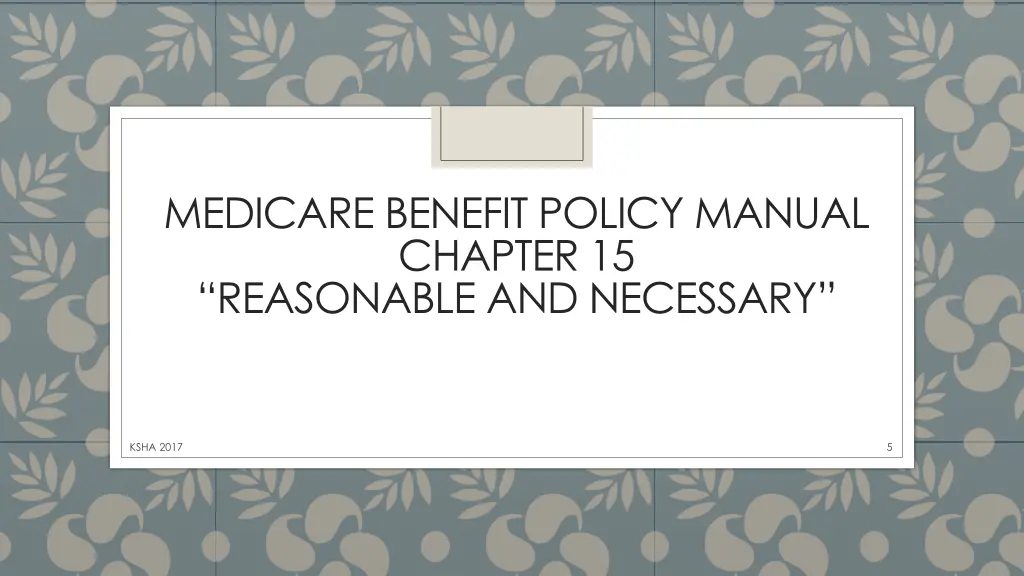 medicare benefit policy manual chapter