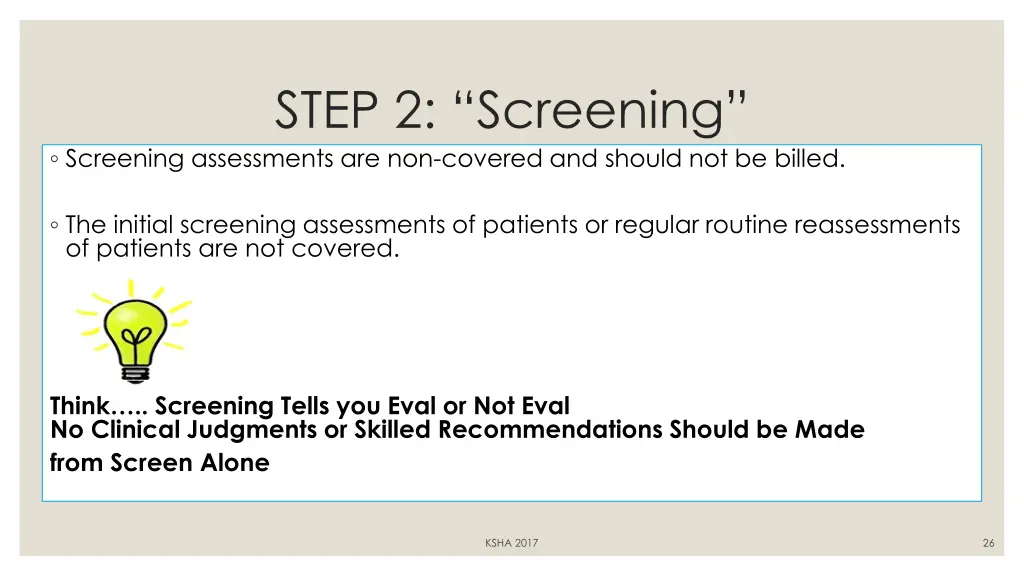 step 2 screening screening assessments