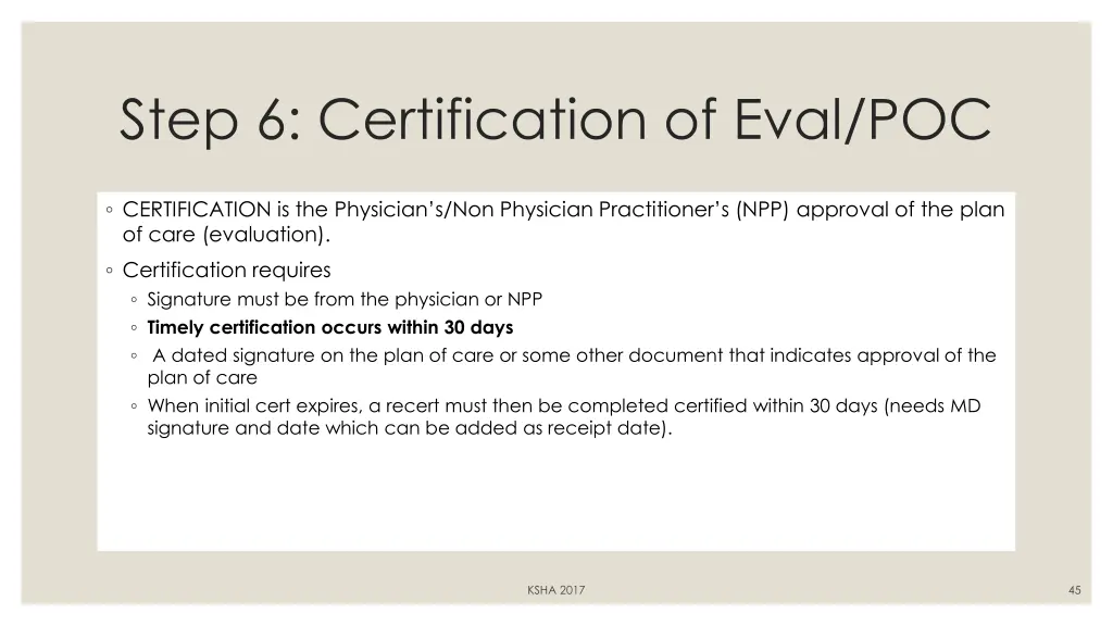 step 6 certification of eval poc