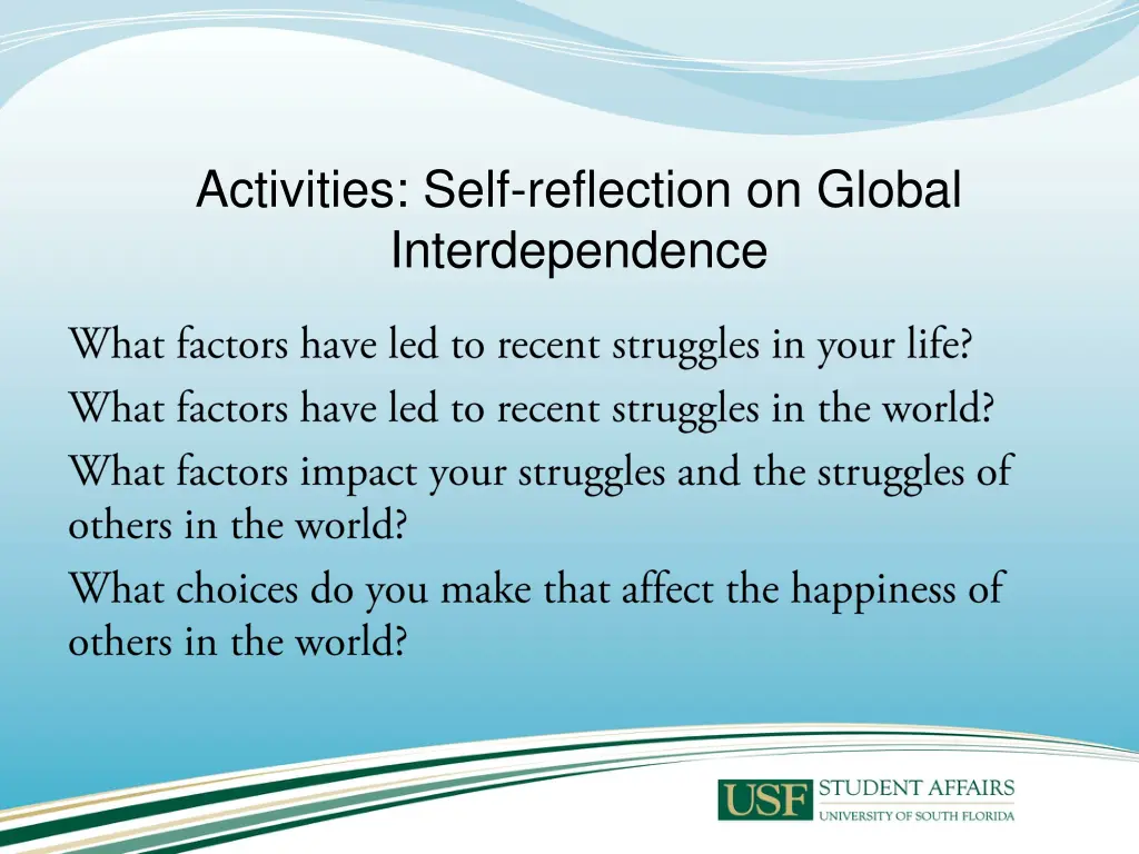 activities self reflection on global