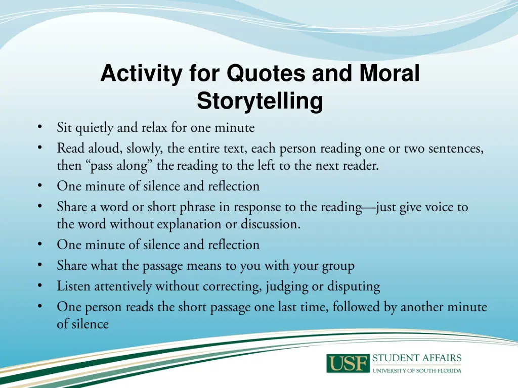 activity for quotes and moral storytelling