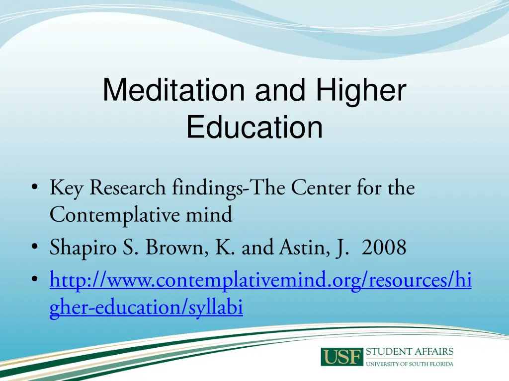 meditation and higher education