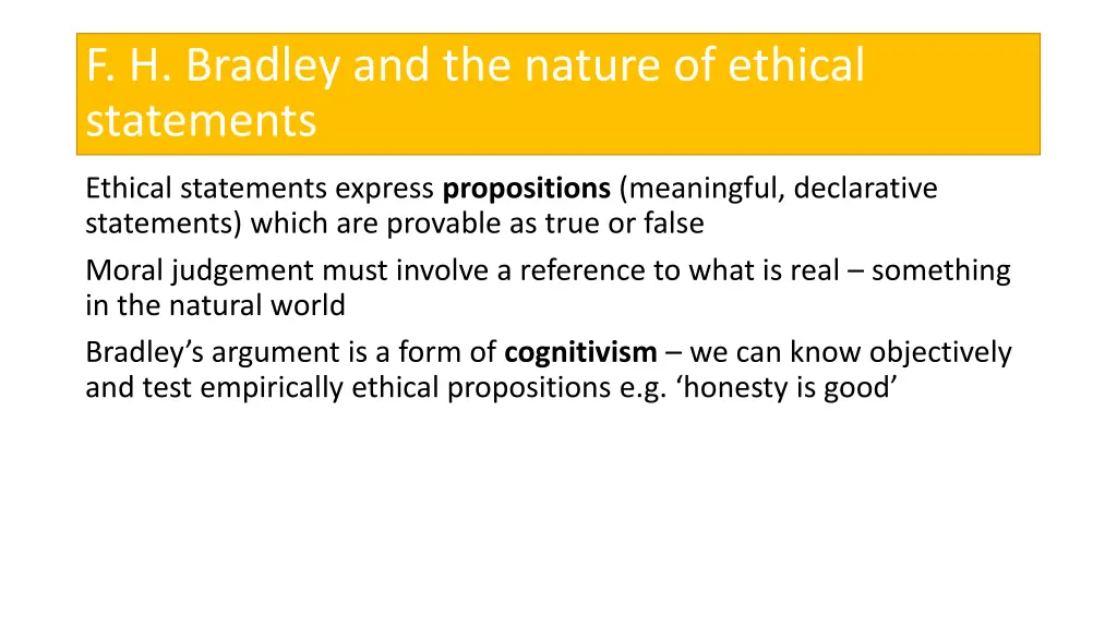 f h bradley and the nature of ethical statements