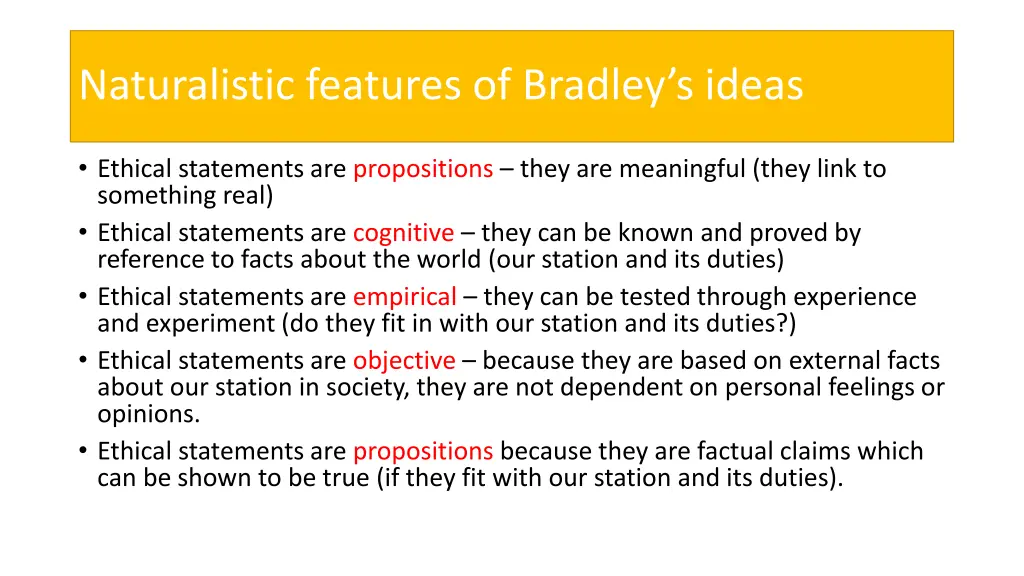 naturalistic features of bradley s ideas