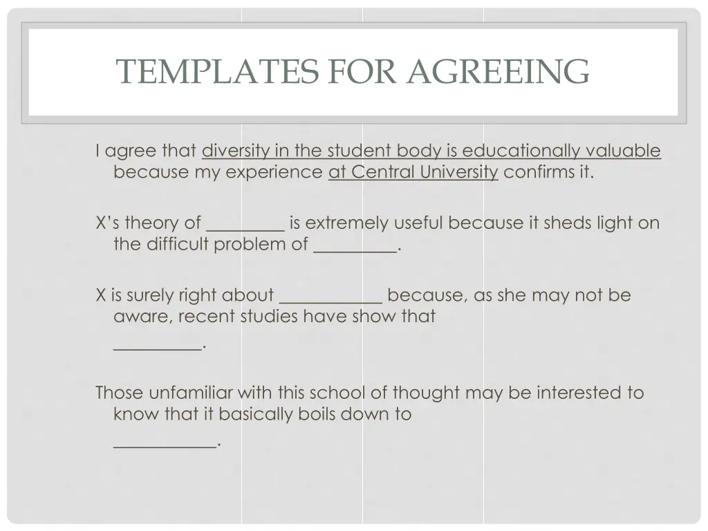 templates for agreeing