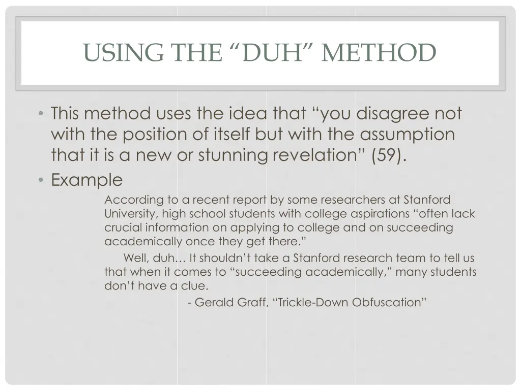 using the duh method