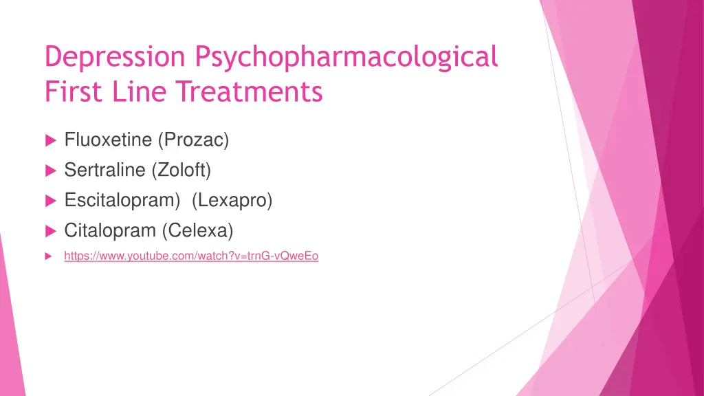 depression psychopharmacological first line