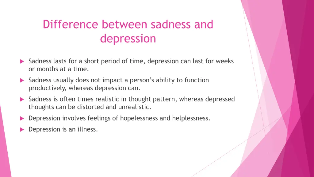 difference between sadness and depression