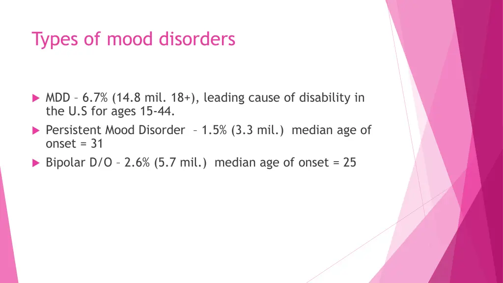 types of mood disorders