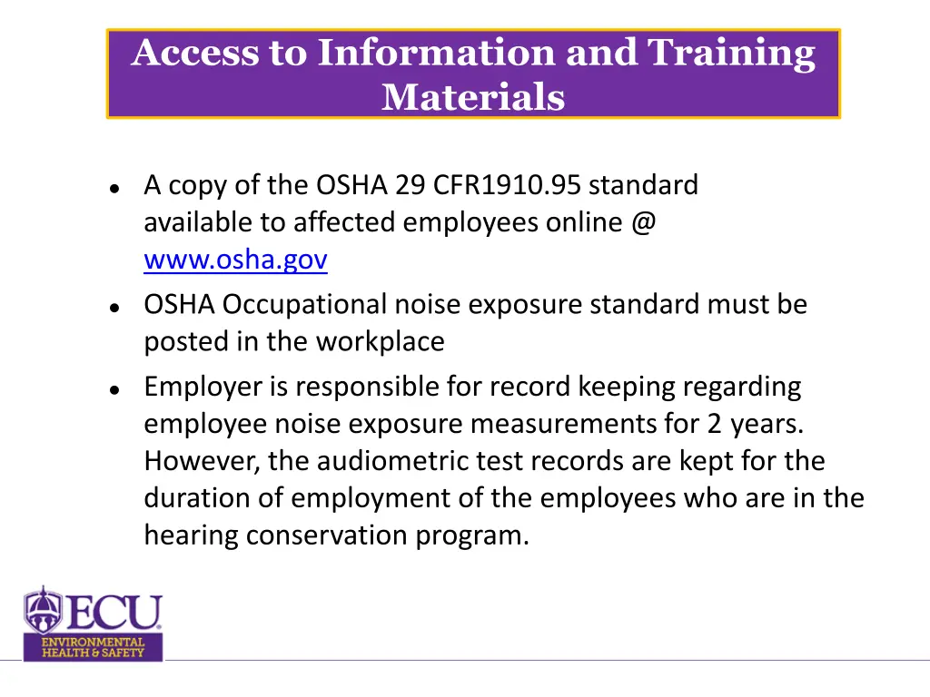 access to information and training materials