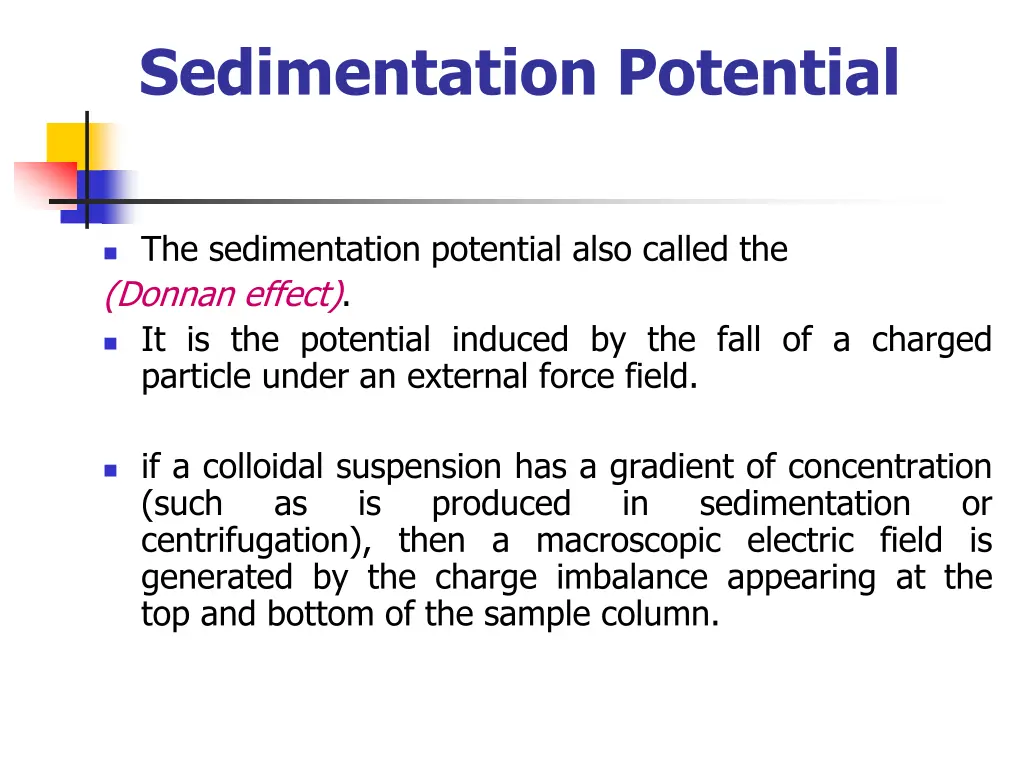 sedimentation potential