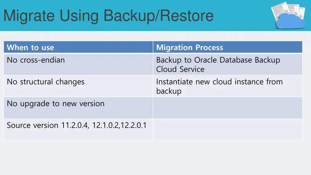 migrate using backup restore