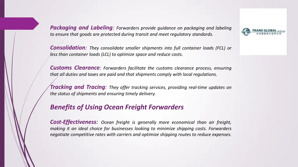 packaging and labeling forwarders provide