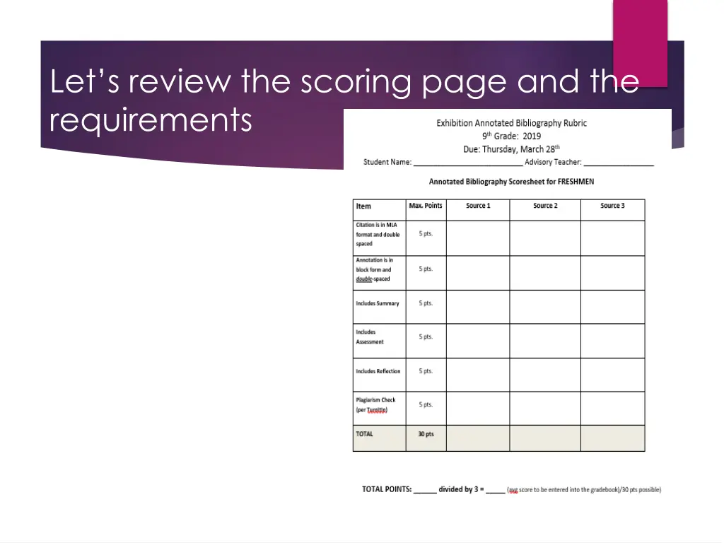 let s review the scoring page and the requirements