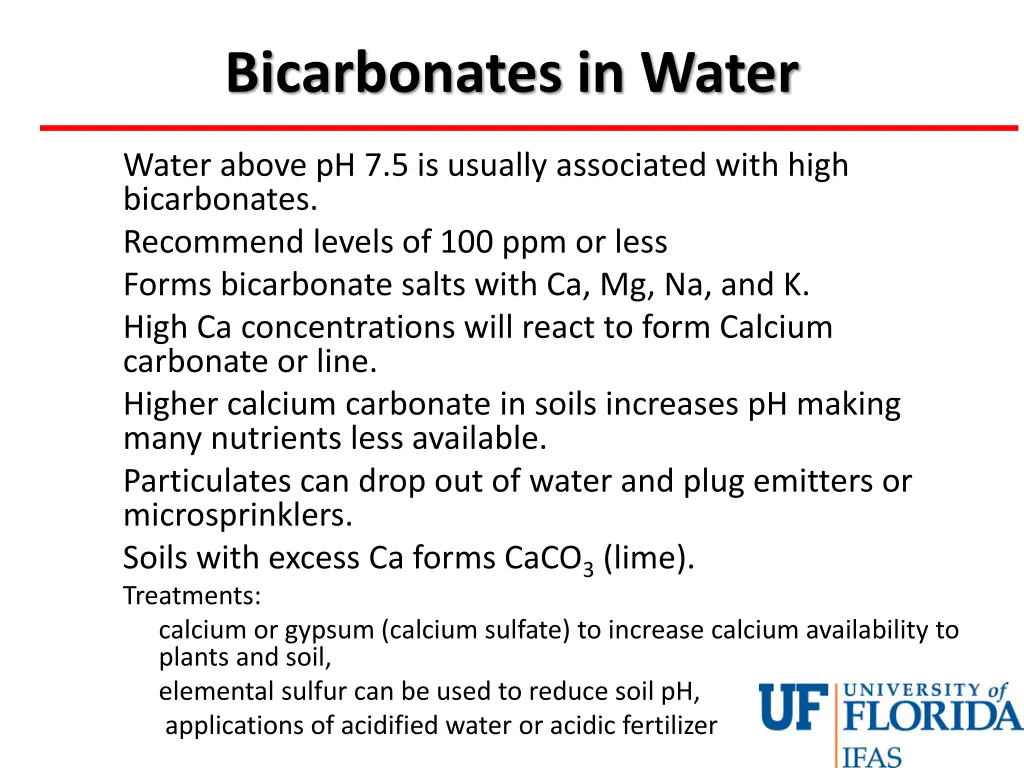 bicarbonates in water