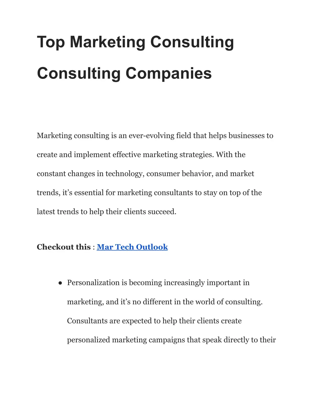 top marketing consulting